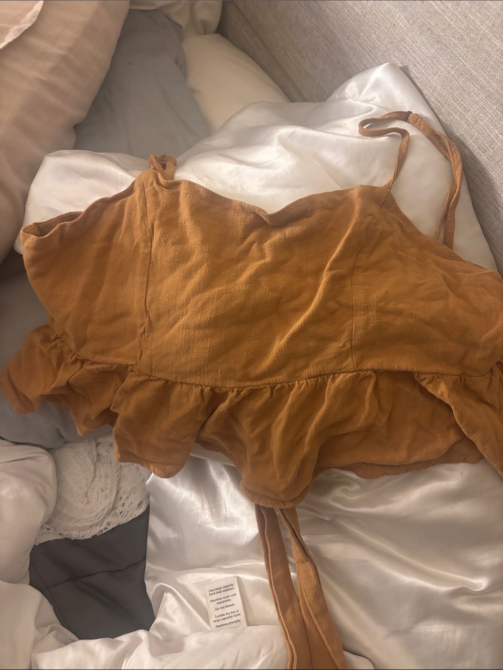 Rusty Mustard Ruffle Tie-Back Cami